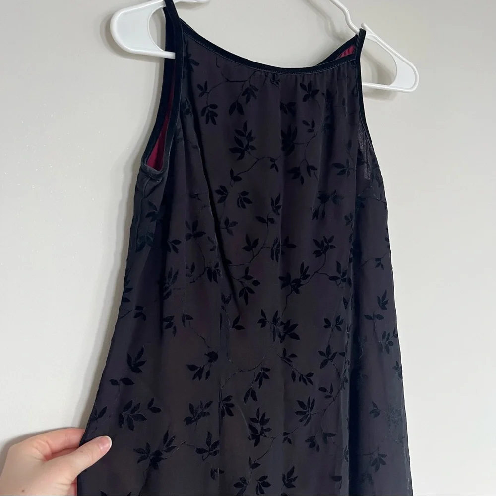 Harold's Black Vintage Sheath Velvet Slip Sheer Midi Dress - Picture 3 of 8